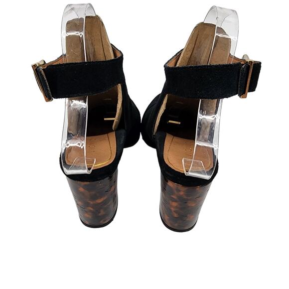 Vionic Black Animal Print Block Heel Lacey Ankle Strap Bootie Shoes Size 7 - Picture 3 of 7